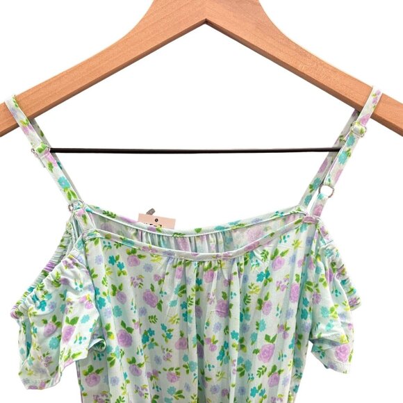 The Children's Place Girls Cold Shoulder Dress M (7/8)‎ Floral Belted Blue - Picture 8 of 10